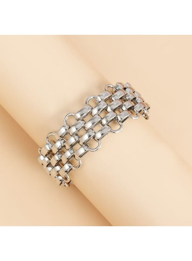 حقل سوار فضي فاخر، مثالي للحفلات والمناسبات. هدية فاخرة، متقن الصنع لا يبهت، بتصميم أنيق ومرن. - Image 3